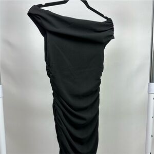 Abercrombie & Fitch‎ One-Shoulder Ruched Midi Dress – Black – Size S – NWOT